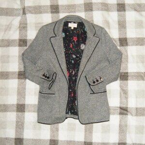 skies are blue gray triblend collared blazer with buttons on the cuff & pockets